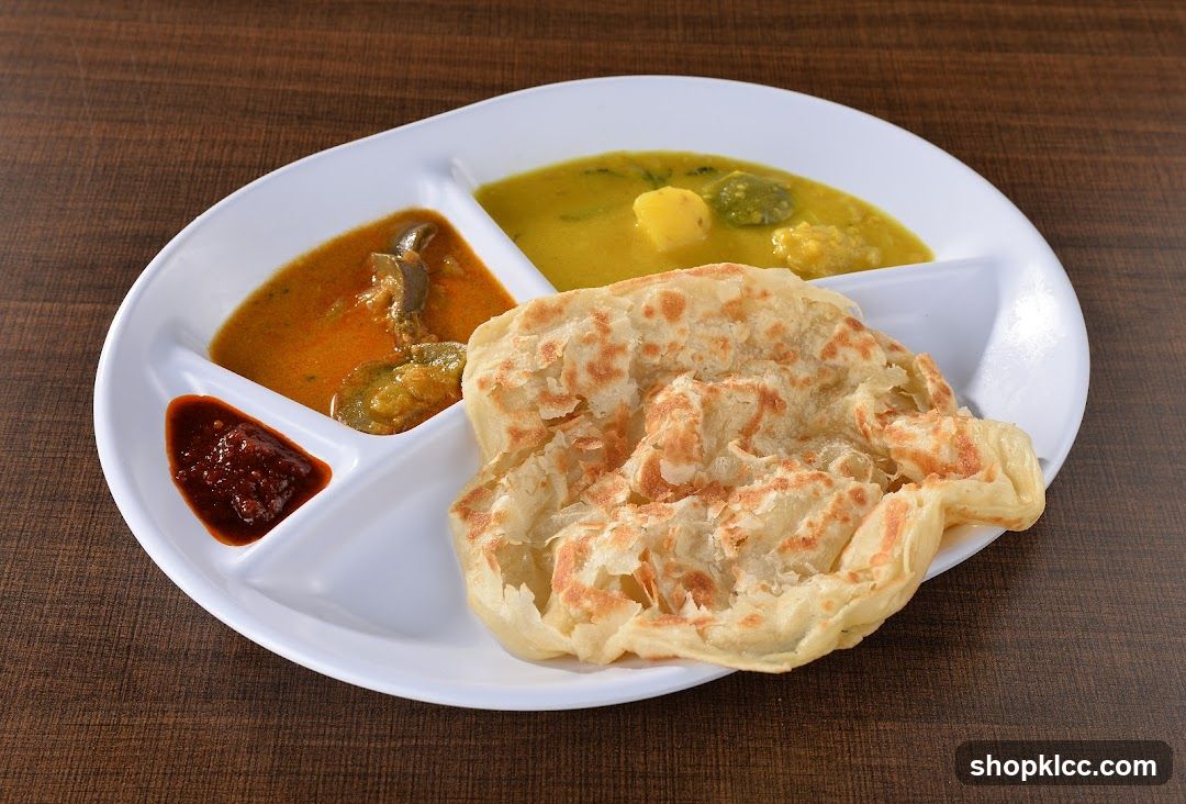 Roti Canai with Curry and Sambal