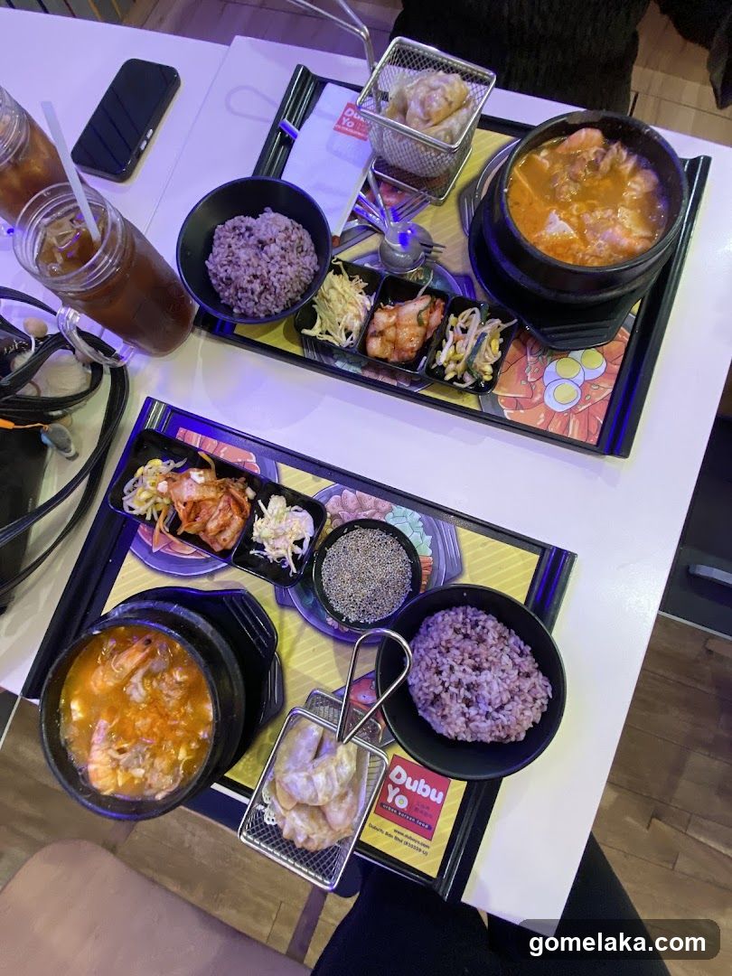 Dinner meal at Dubu Yo restaurant