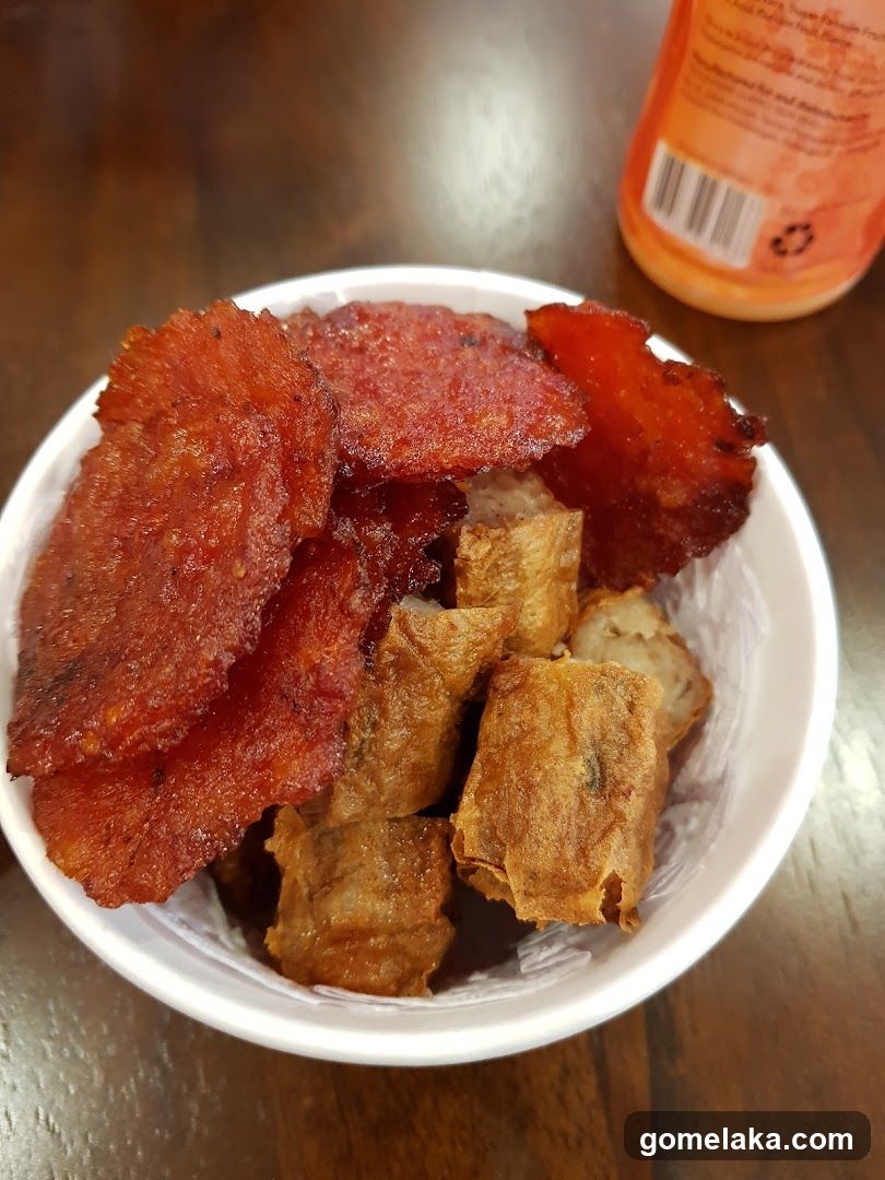 Food in bowl on wooden table