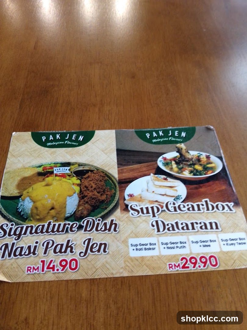 Pak Jen Malaysian Flavours Menu