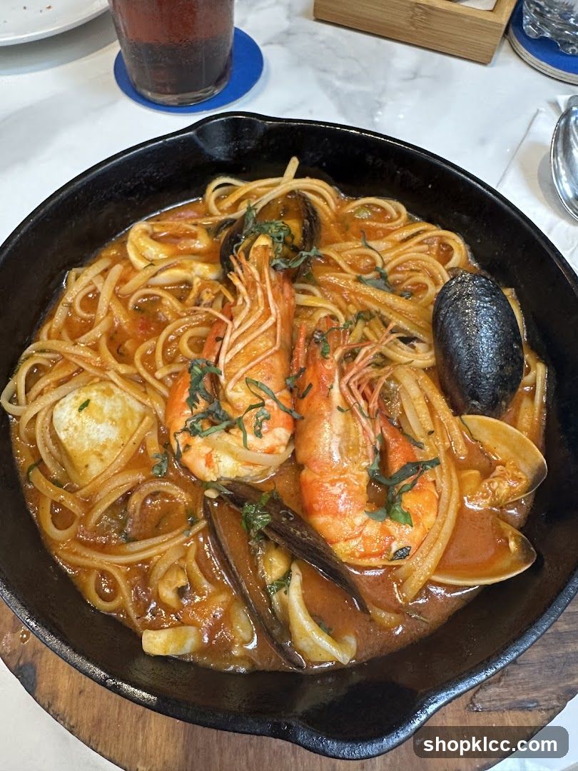Seafood Pasta in Cast Iron Skillet
