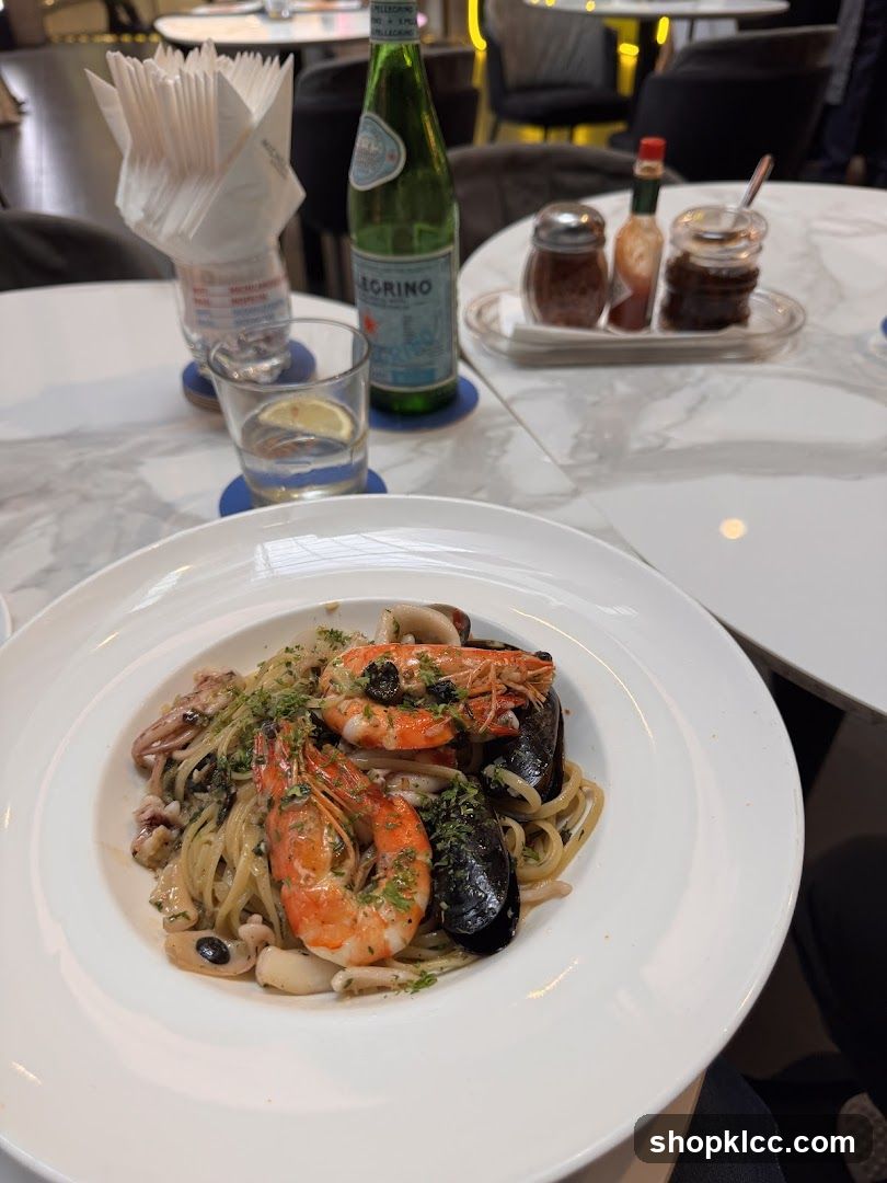 Seafood Pasta Dish at Restaurant