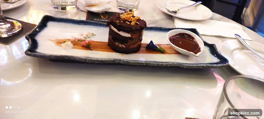 Dessert Plate with Chocolate Cake and Sauce
