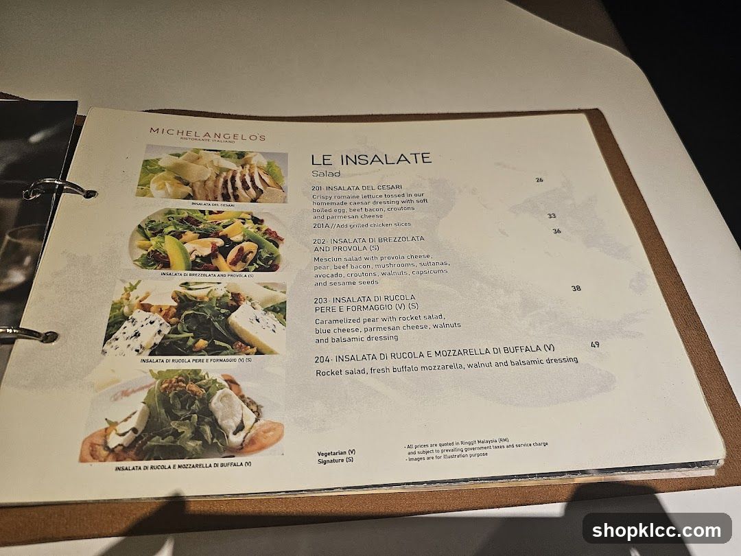 Michelangelo's Salads Menu