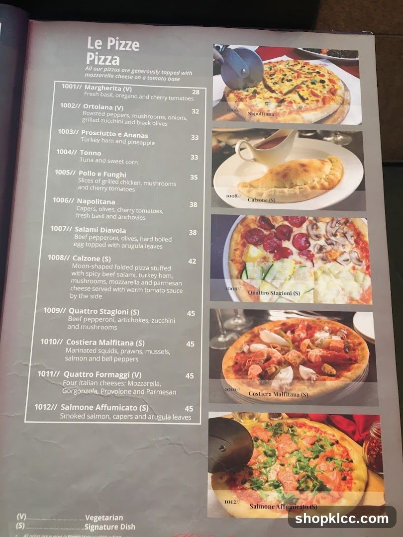 Le Pizze Pizza Menu