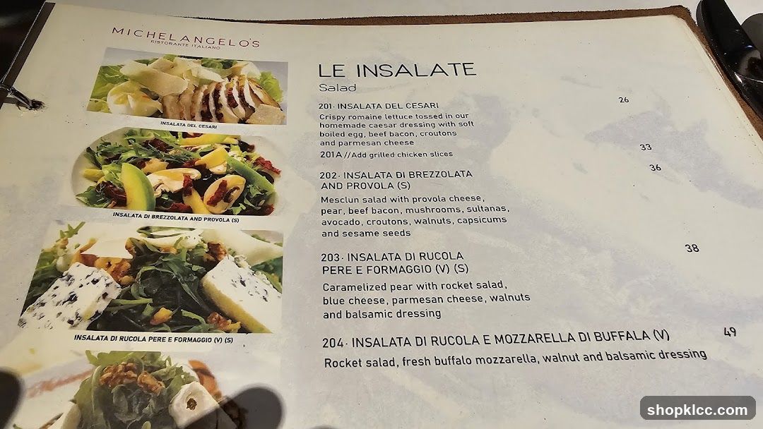 Le Insalate Salad Menu