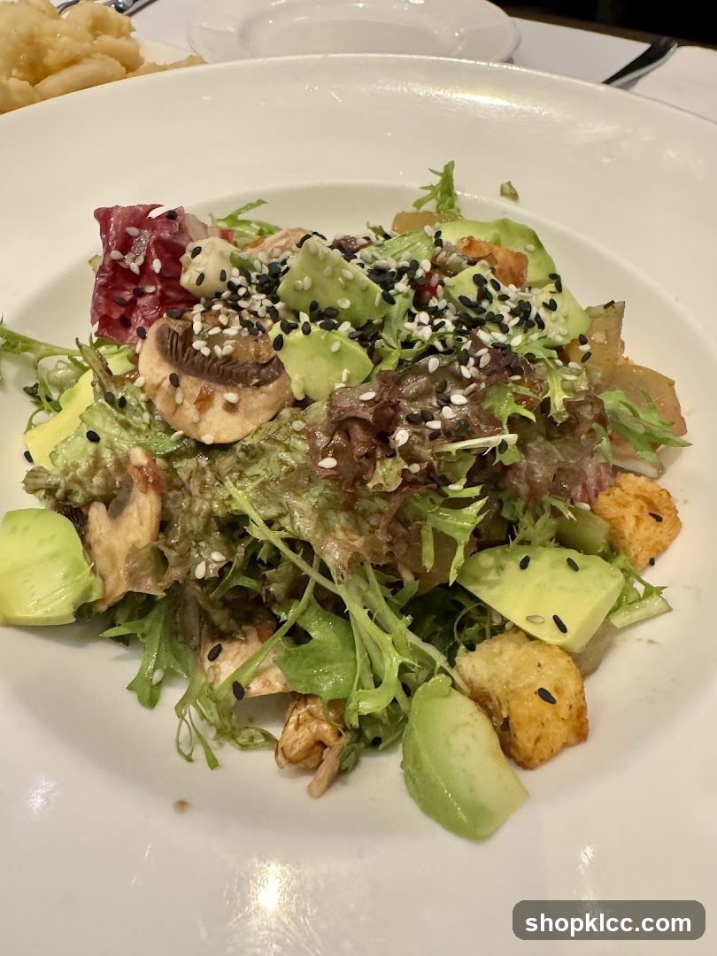Avocado Salad with Sesame Seeds and Croutons
