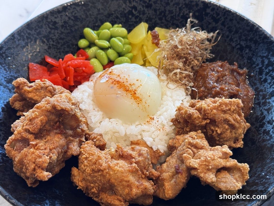 Fried Chicken Rice Bowl with Egg and Toppings