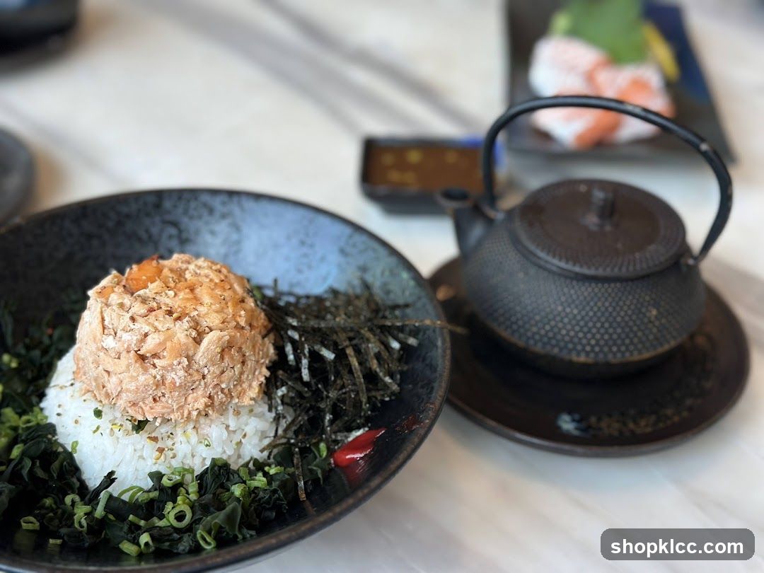 Rice Bowl with Tofu and Teapot