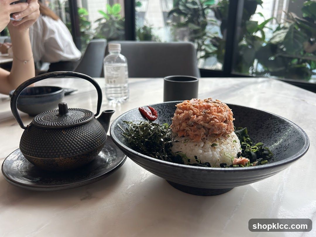 Bowl of Rice with Tuna Salad and Tea Set