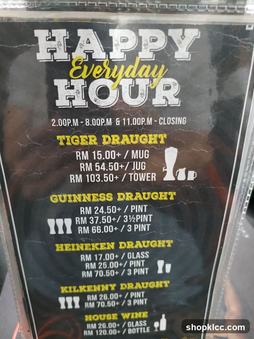 Happy Hour Menu Board