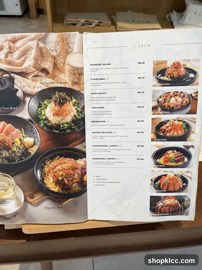 Calia Menu