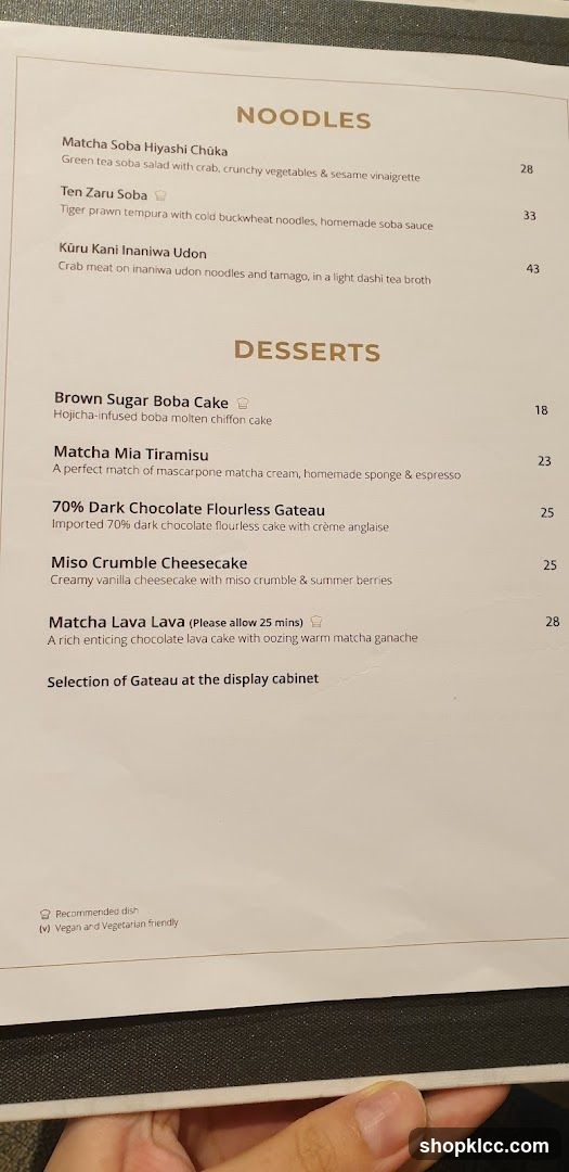 Noodles and Desserts Menu