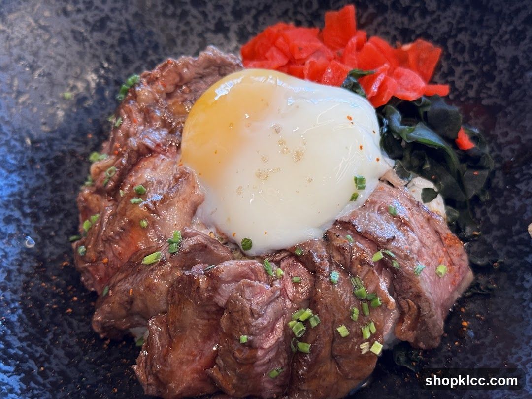 Steak with Poached Egg and Pickled Vegetables