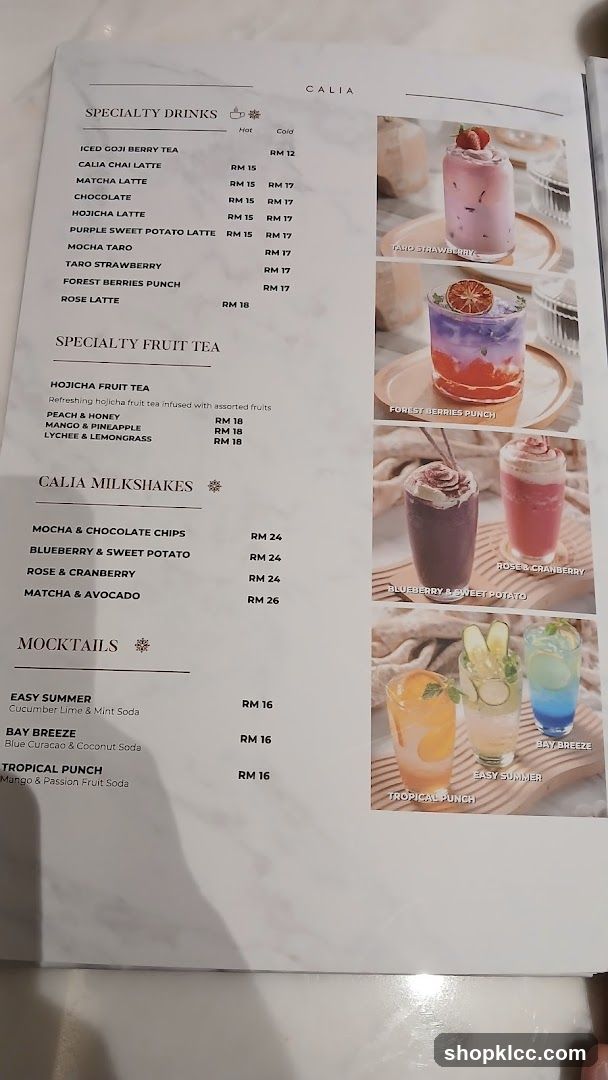 Calia Menu