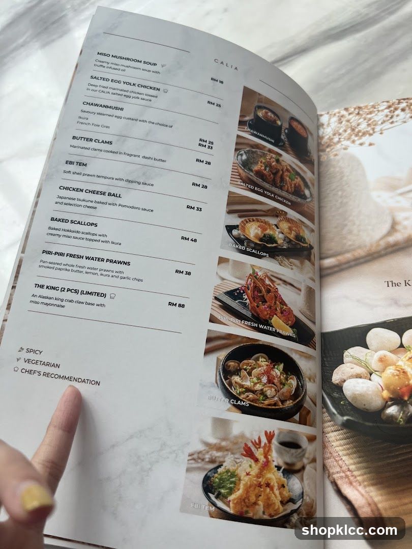 Calia Menu Page