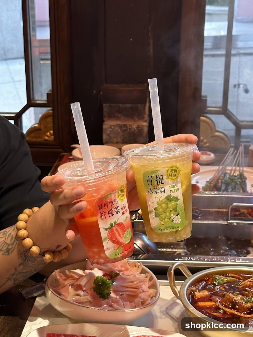 Two drinks and food