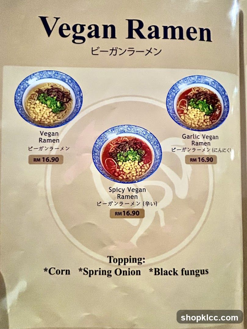 Vegan Ramen Menu
