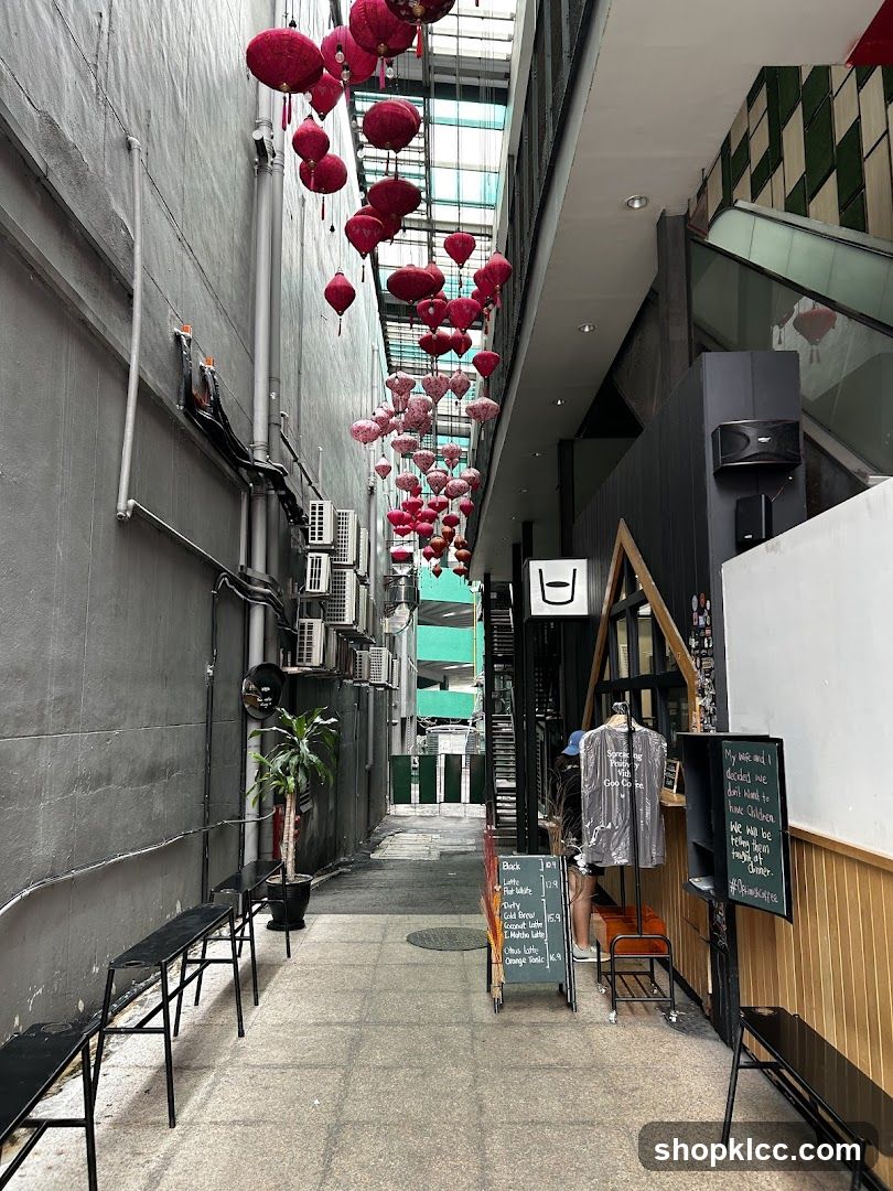 Alleyway with Lanterns and Cafe Menu