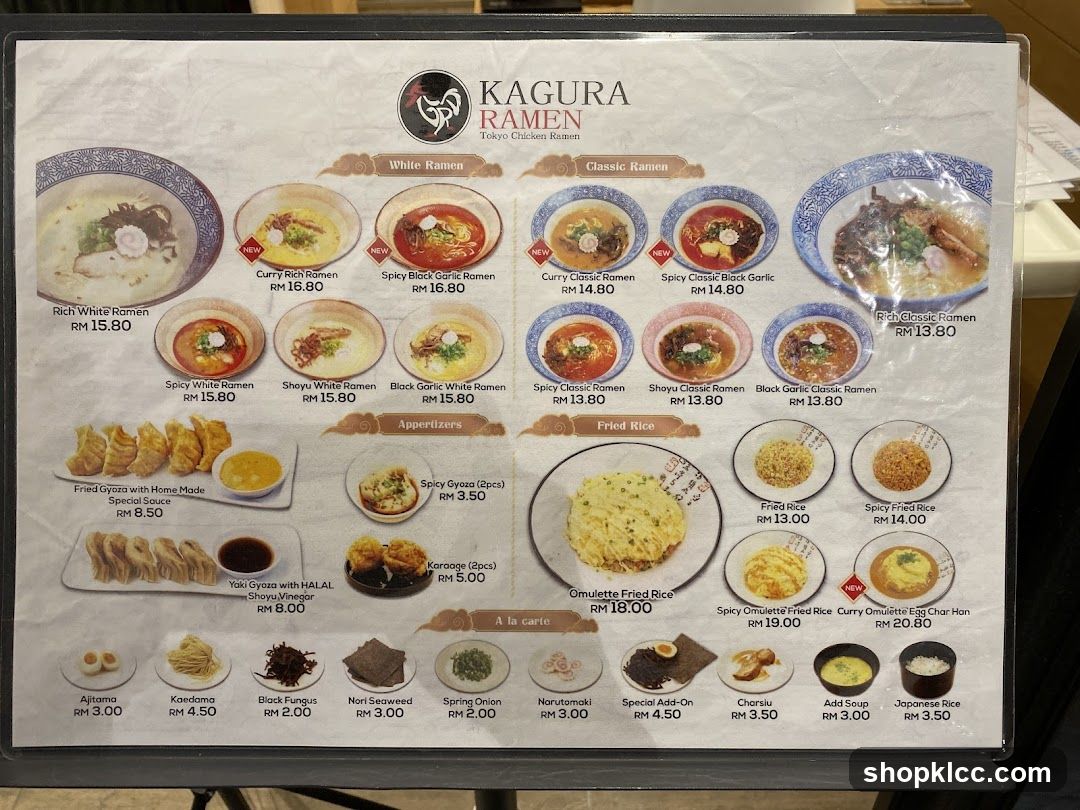Kagura Ramen Menu