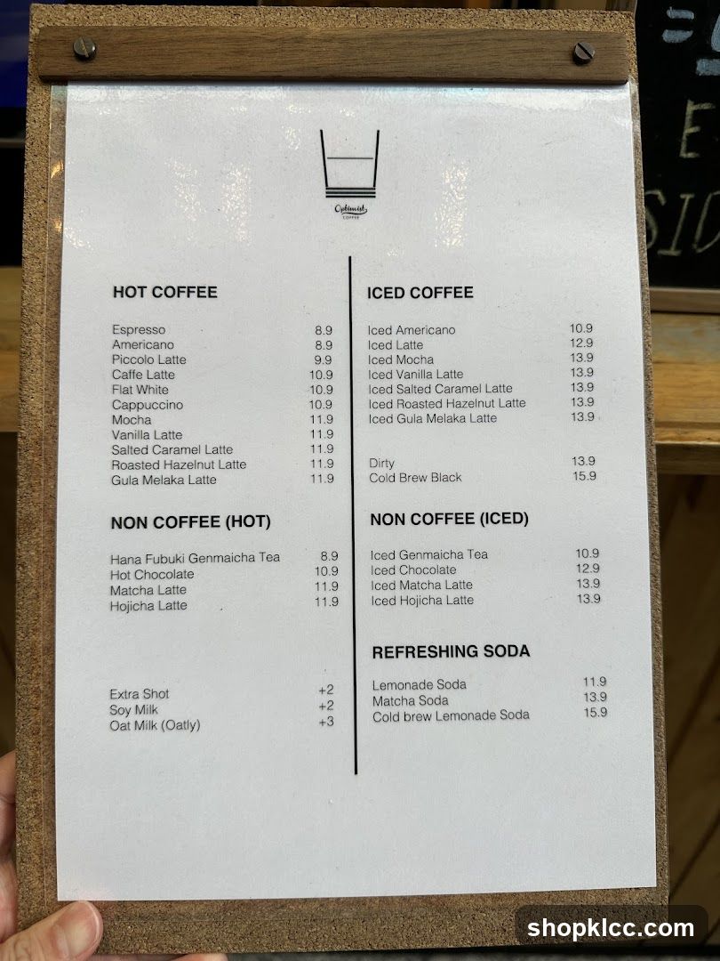 Optimist Coffee Menu