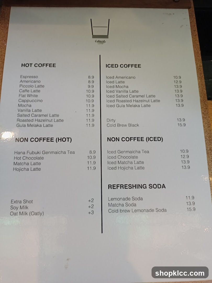 Optimist Coffee Menu