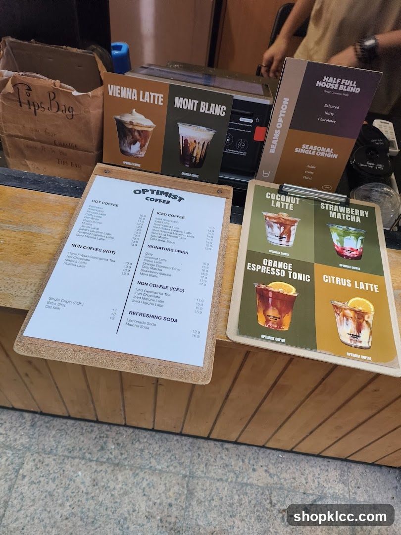 Coffee Shop Menu and Display