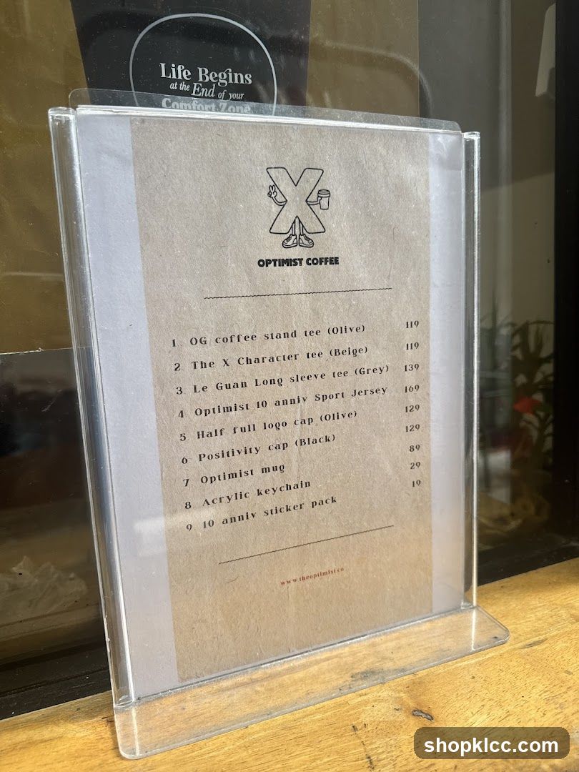 Optimist Coffee Menu