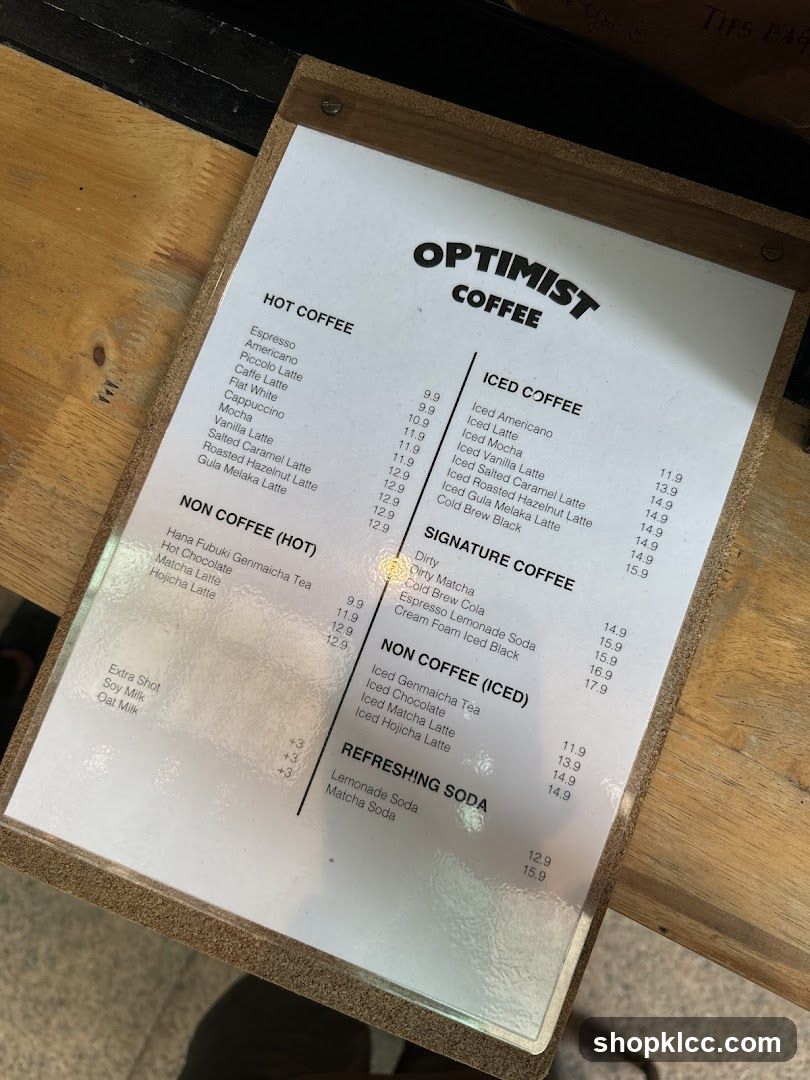 Optimist Coffee Menu