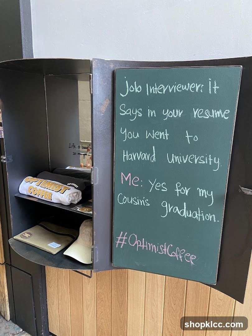 Chalkboard Joke and Merchandise Display