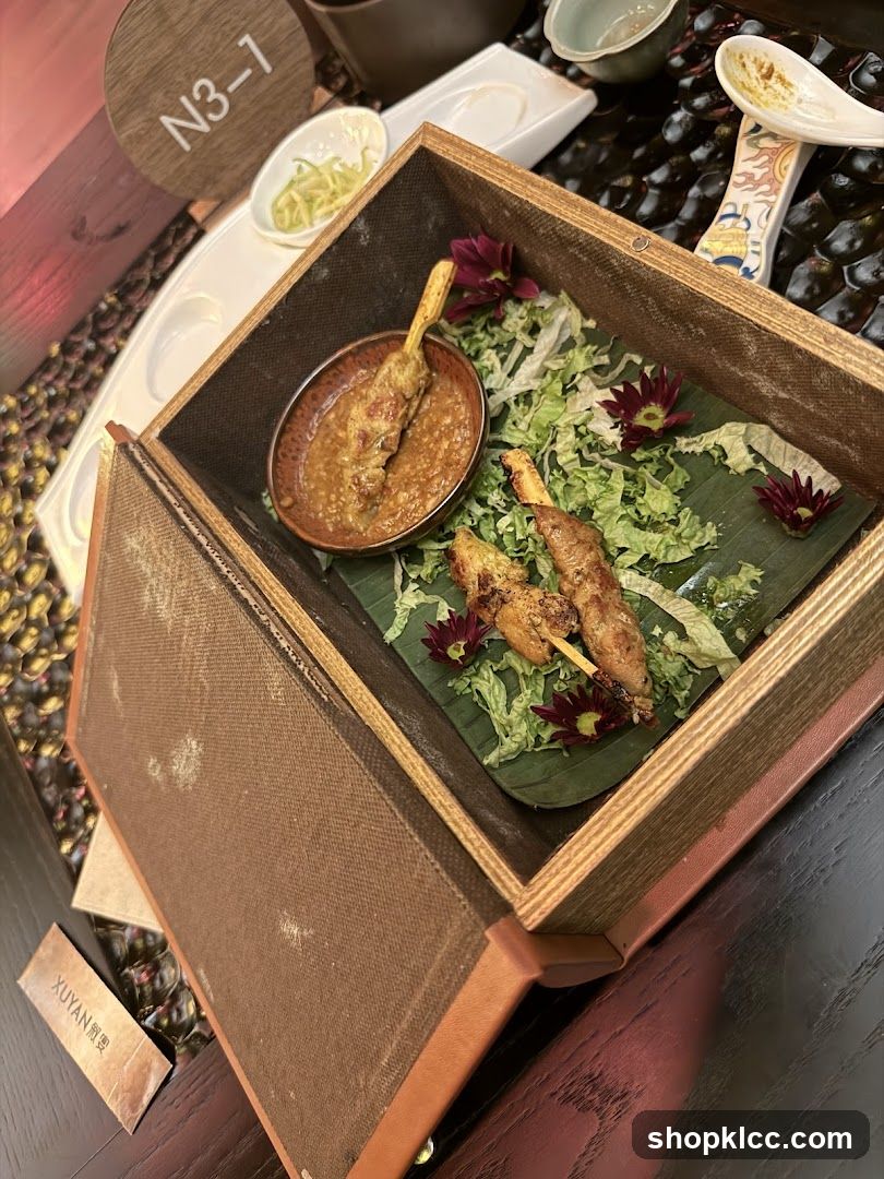 Grilled Skewers in Wooden Box
