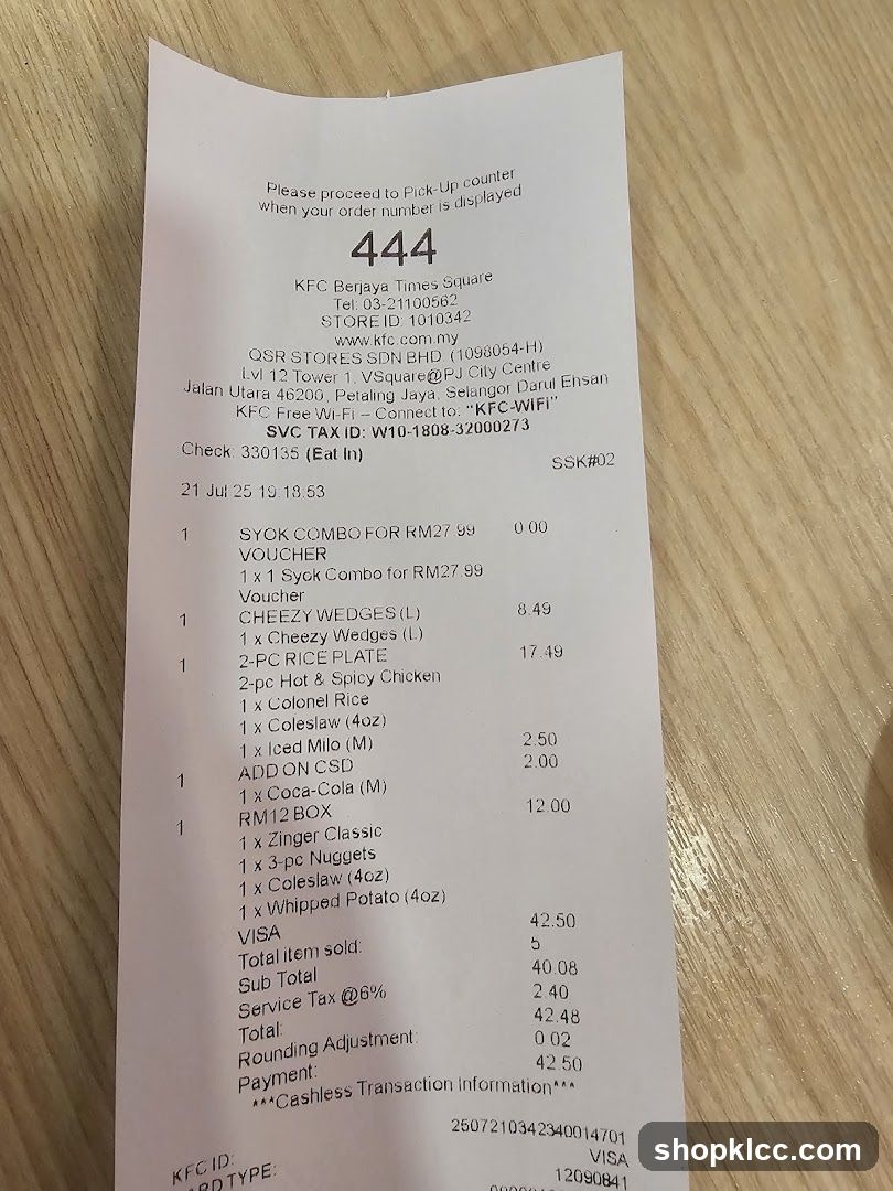 KFC Receipt