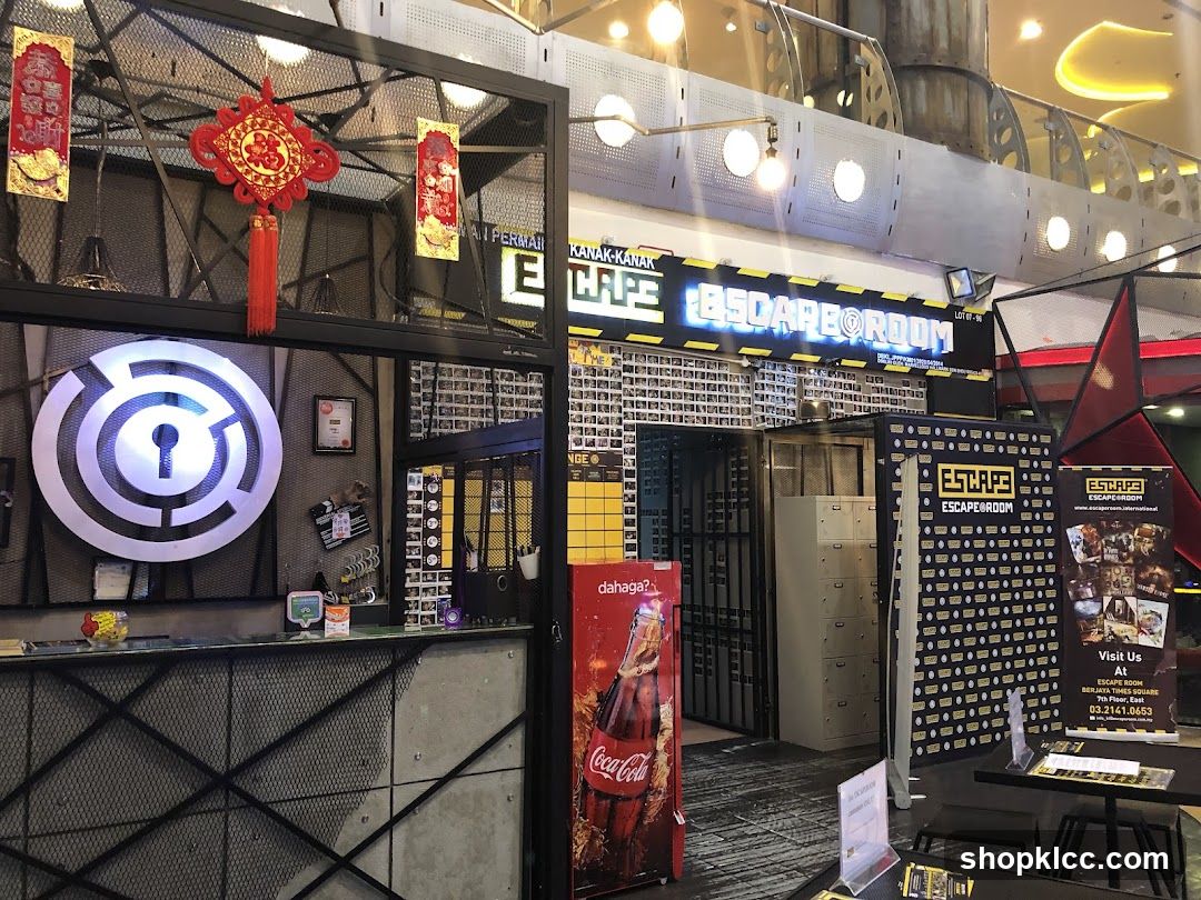 Escape Room Storefront with Decorations and Coca-Cola Display