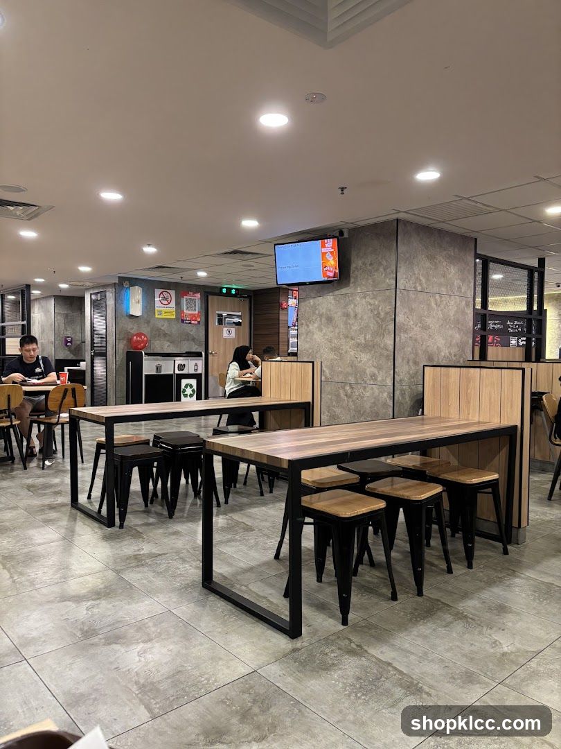 Restaurant Interior with Tables and Stools