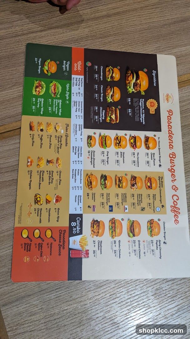 Pasadena Burger & Coffee Menu