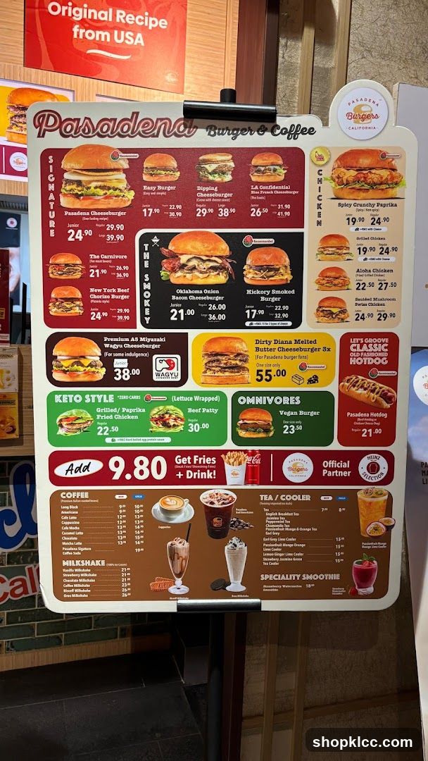Pasadena Burger & Coffee Menu