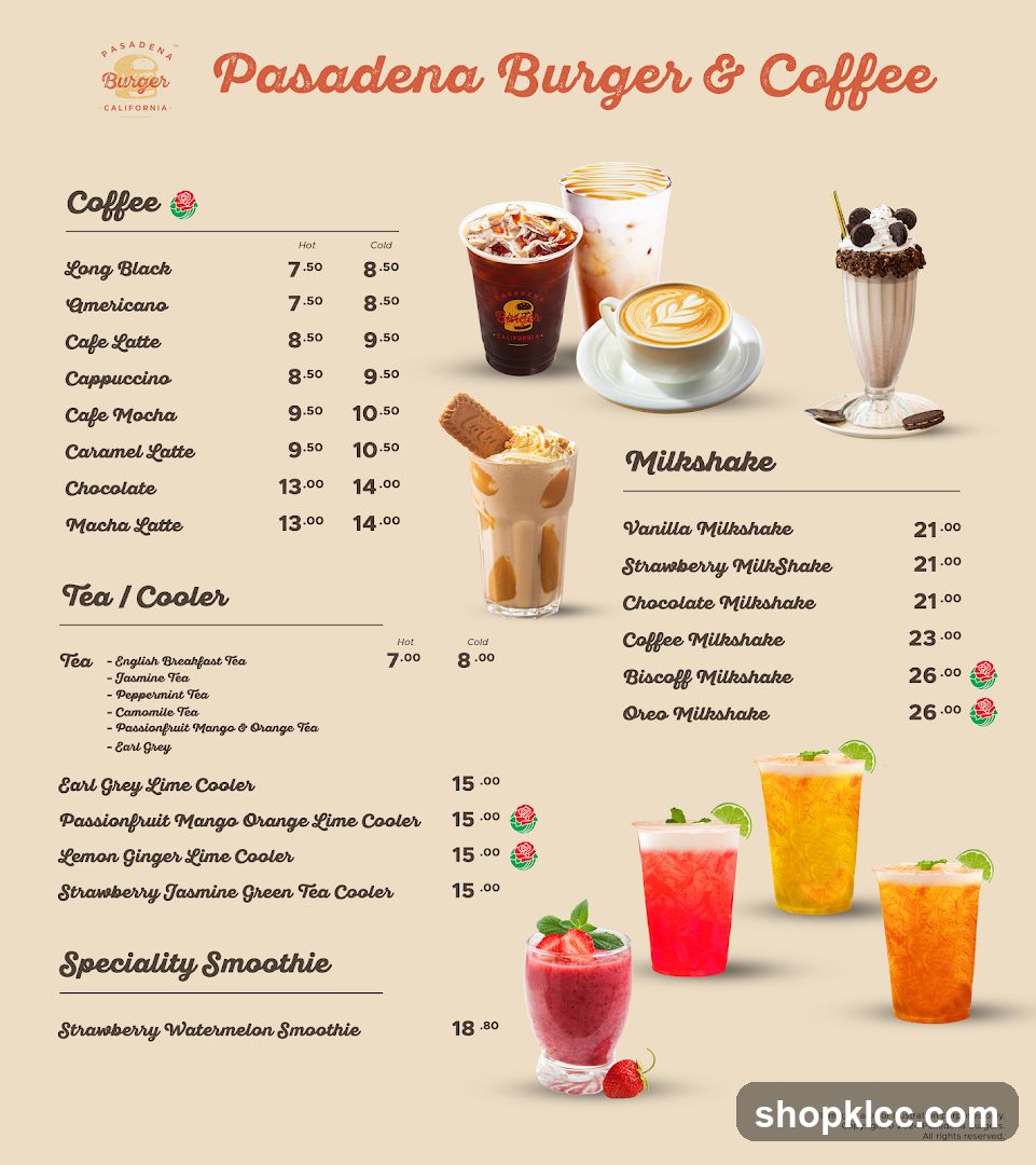 Pasadena Burger & Coffee Menu
