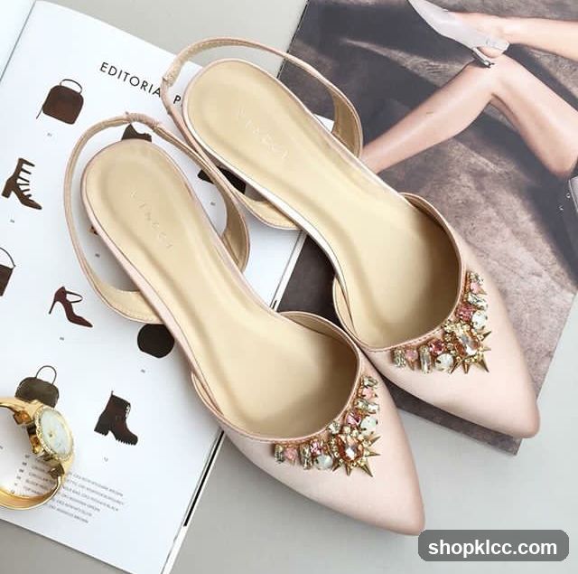 Embellished Slingback Flats