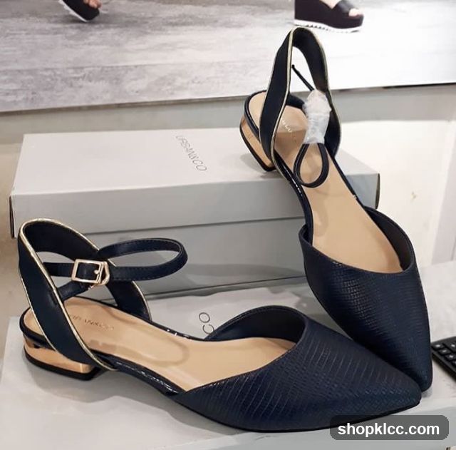 Navy Blue D'Orsay Flats
