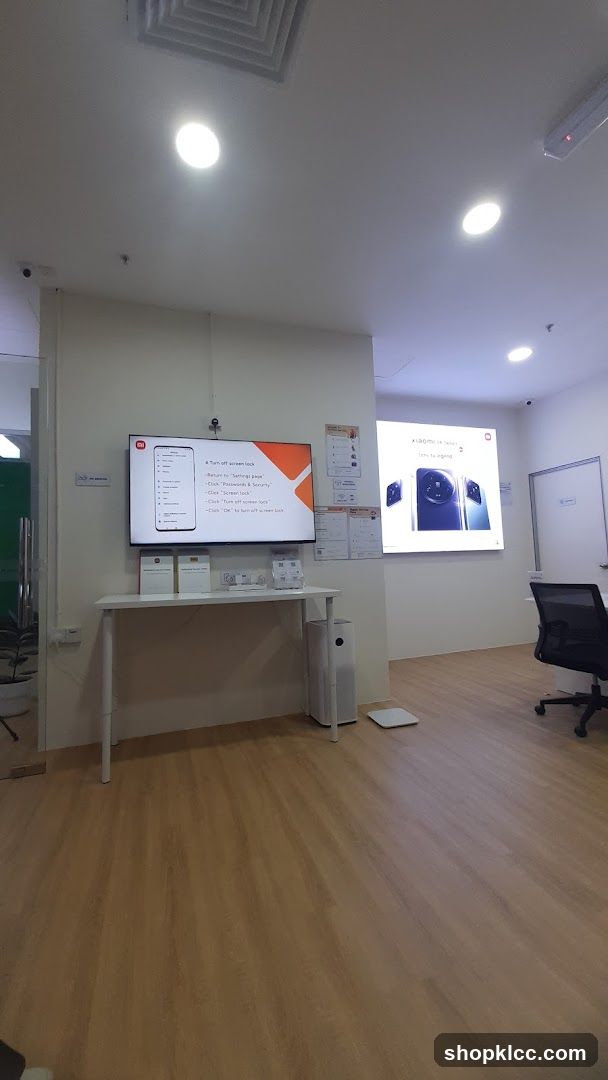 Interior Display Area with Screens and Products