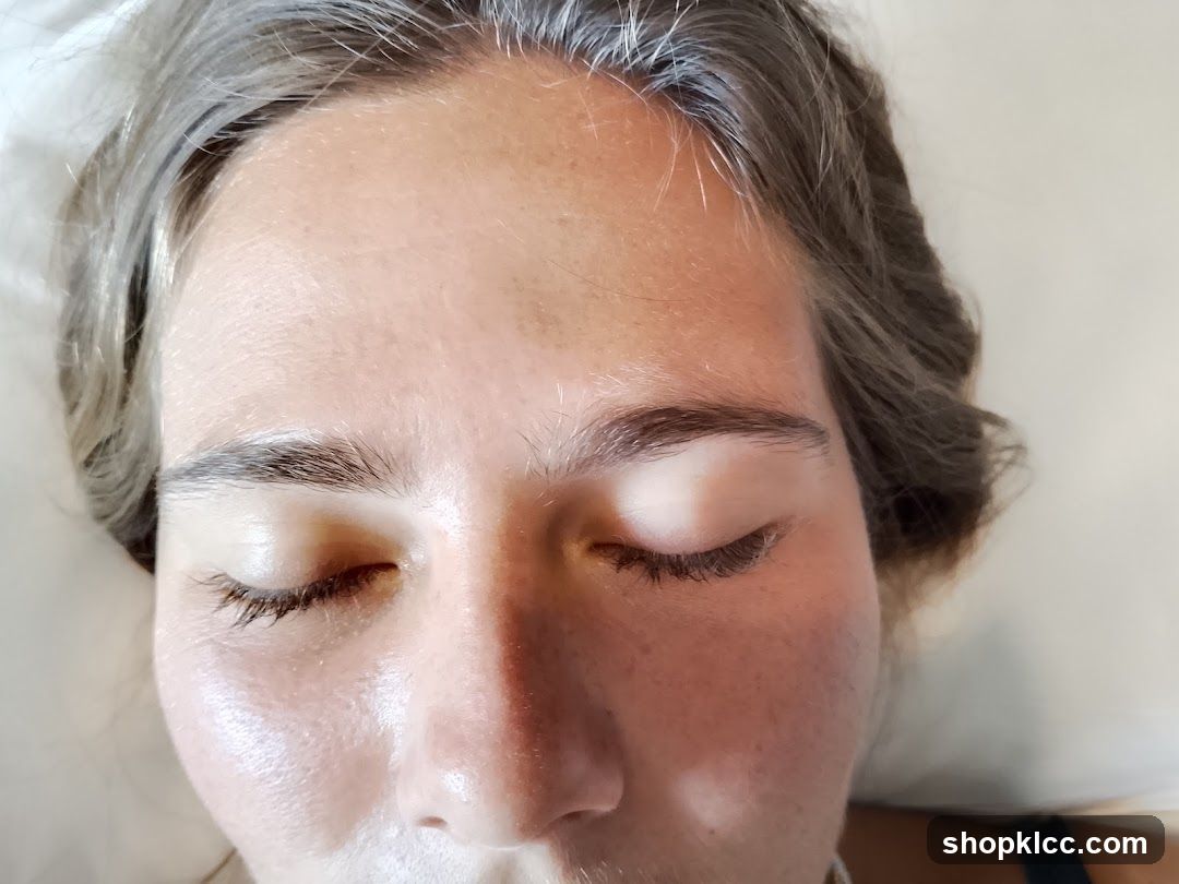 Person lying down with closed eyes