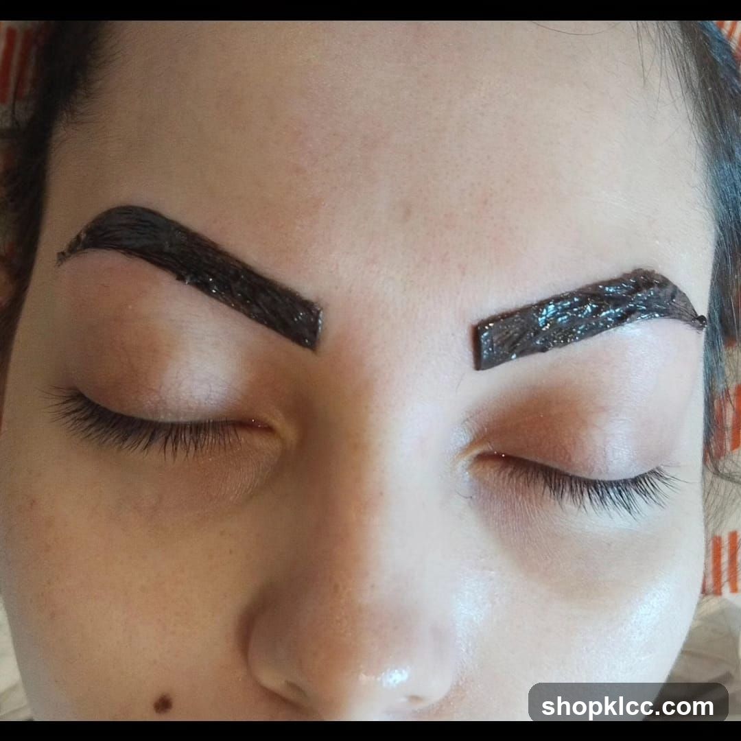 Eyes with dark eyebrow gel