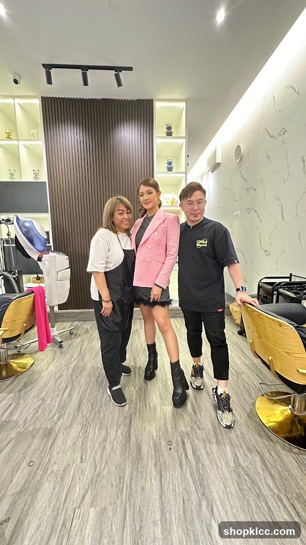 Salon Interior with Staff and Client
