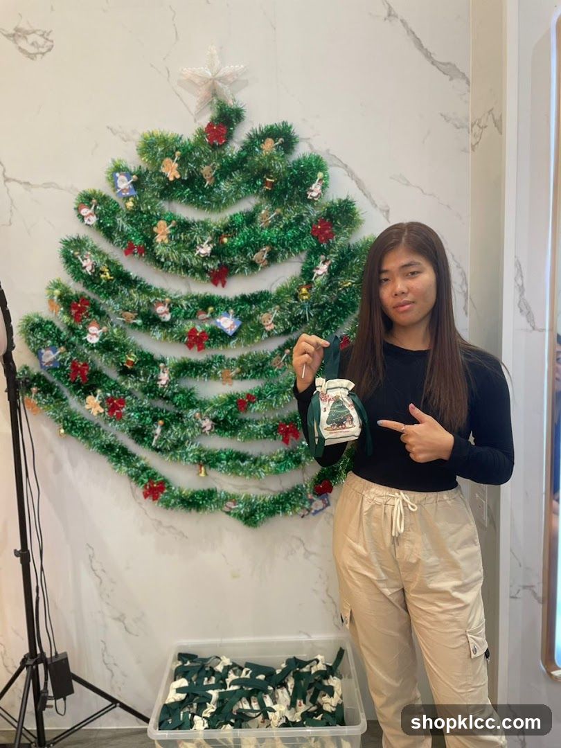 Christmas Decor Display with Staff Member