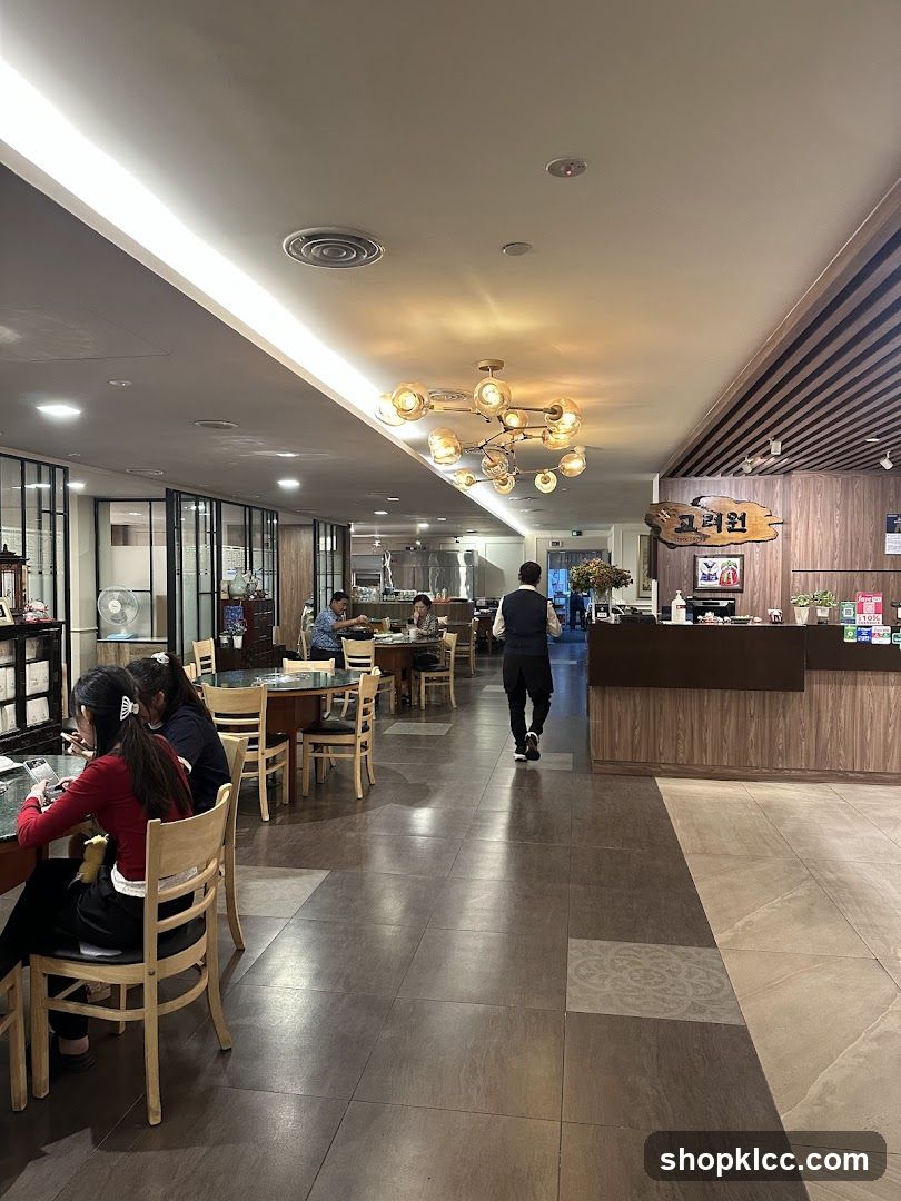 Restaurant Interior with Dining Area and Reception Desk