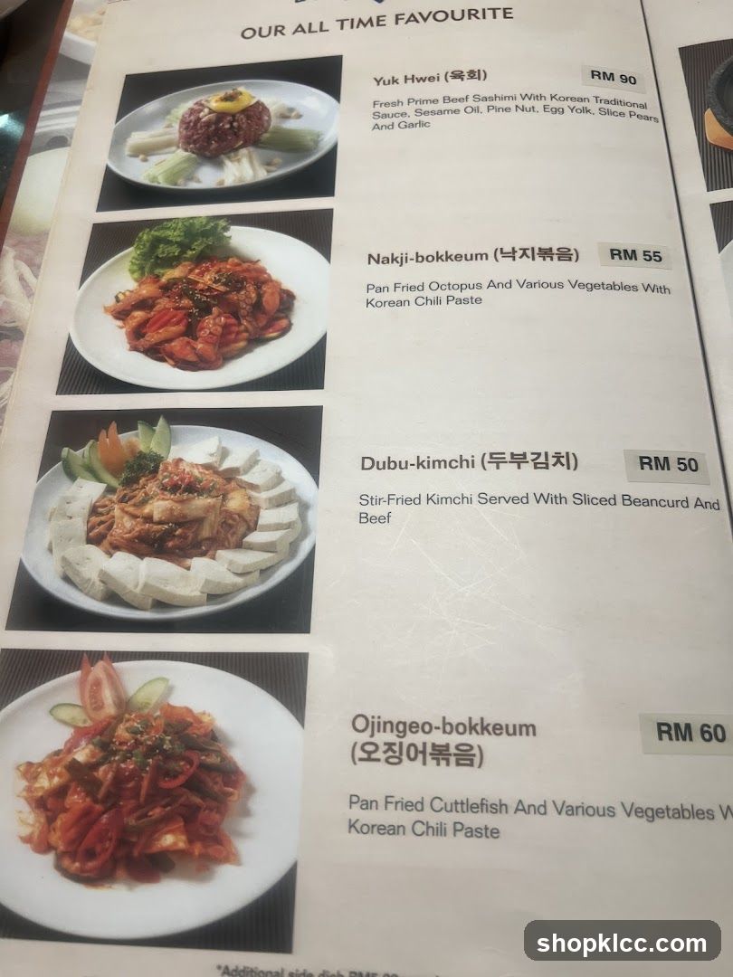 Korean Cuisine Menu Page