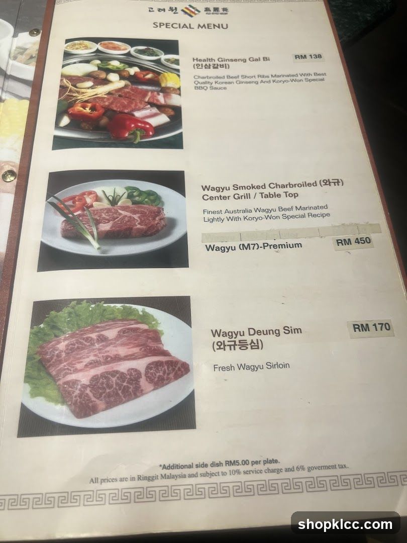 Special Menu - Korean BBQ Restaurant