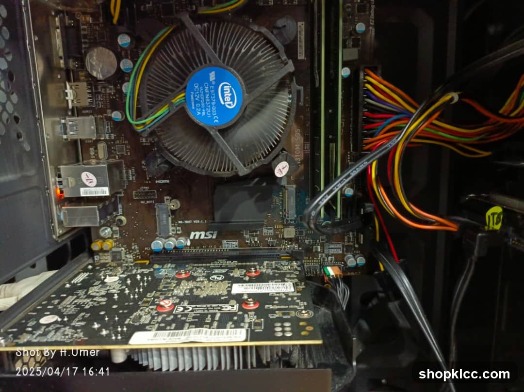 Computer Interior with MSI Motherboard and Intel CPU Cooler