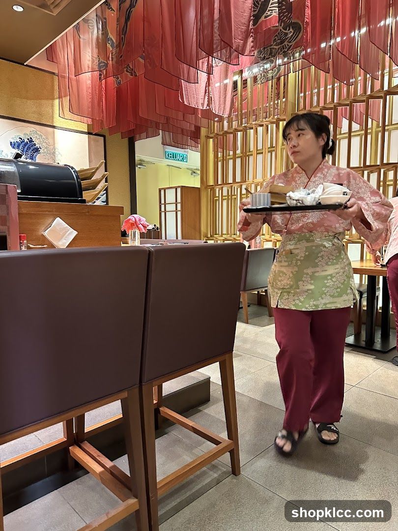 Waitress carrying a tray