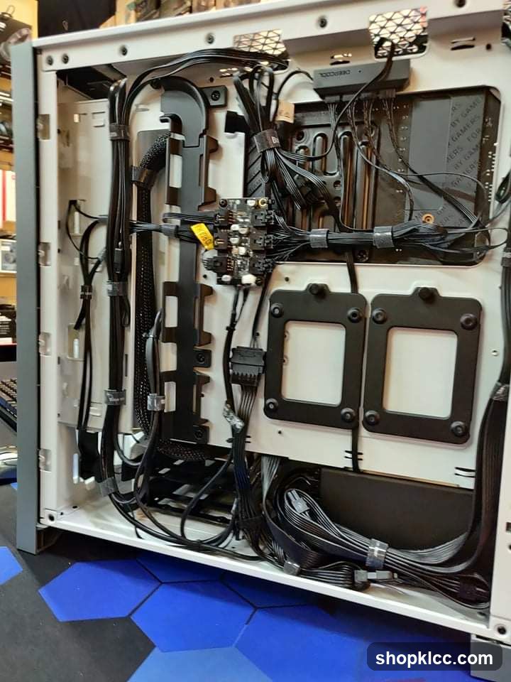 Computer Interior with Cables and Components